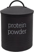 AuldHome Enamelware Protein Powder Canister (Black), Modern Farmhouse Style Storage for Kitchen