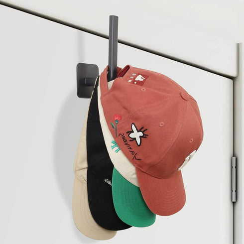 Adhesive Hat Rack for Baseball Caps, Wall Hat Hooks Organizer, No Drilling Strong Holder for Closet, Office (Grey, 1
