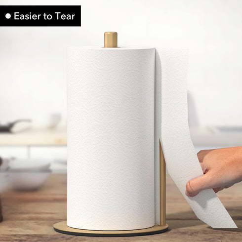 Paper Towel Holder Gold Kitchen Roll Holder, Premium Stainless Steel Dispenser for Organizing Countertop Rolls