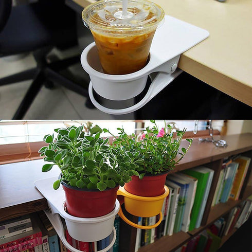 Huge Drinking Cup Holder Clip for Home Office Table Desk Side - Black, Storage for Water, Soda, Coffee Mug, Potted