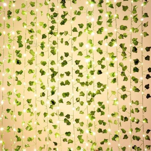 12 Pack Fake Vines with 100 LED String Light, Artificial Ivy Garland Hanging Plants for Bedroom Aesthetic Decor