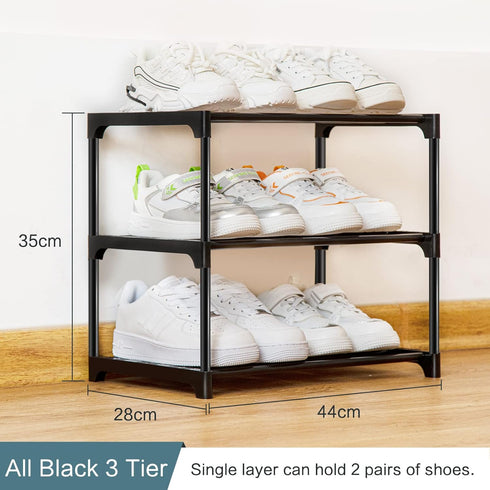 OLYREO Closet 3 Closet Stackable Small Shoe Rack for Tier, Sturdy Shoe Rack Organizer for Front Door Entrance