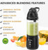 Portable Personal Blender for Smoothies, 24Oz USB-C Rechargeable Blender Cup Bottle with Sip Spout, Travel Lid,