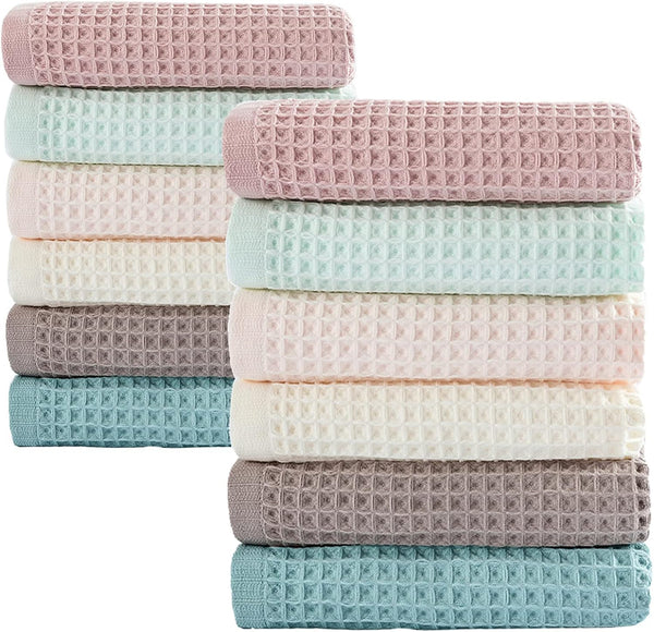 vfaejll 12 Pcs 13" x 13" Waffle Weave Kitchen Dish Cloths Set, 100%