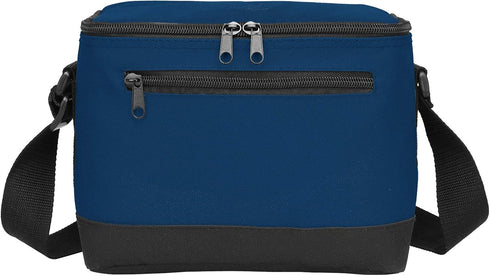 BuyAgain Navy Blue Lunch Bag, 600D Poly Small 6 Can Insulated Reusable Cooler Bag with PEVA Water-resistant Lining