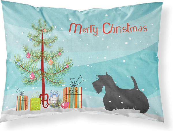 Caroline's Treasures BB2987PILLOWCASE, Scottish Terrier Merry Christmas Tree Fabric Standard Pillowcase
