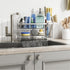 2-Tier Countertop Cisily Silver Kitchen Sink Caddy Organzier Rack with Flexible Dish Brush Holder, Sponge Holder