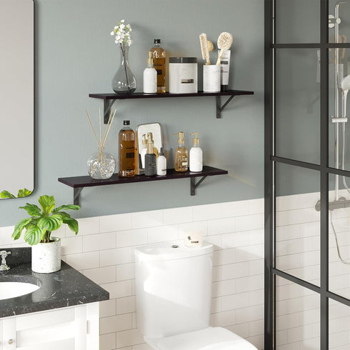 23.6 Inch Set 2, DINZI LVJ Long Wall Shelves, Wall Mounted Shelves of Easy-to-Install, Storage Ledges with Sturdy Metal