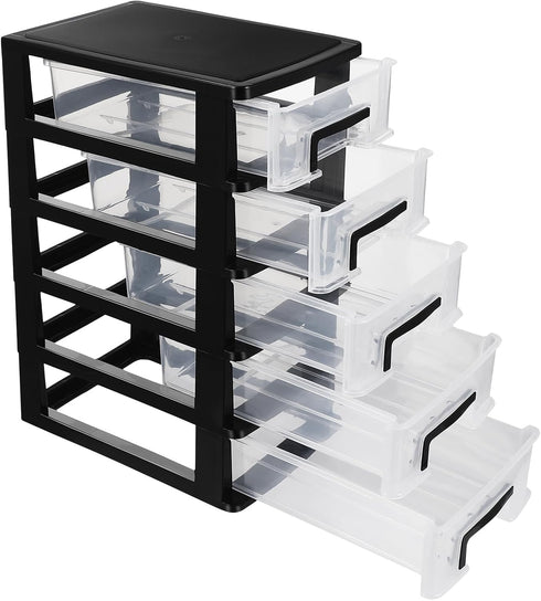 SAFIGLE 5 Drawer Mini Plastic Storage Organizer, Space Saving Bins with Drawers for Crafts, Tools, Stationary