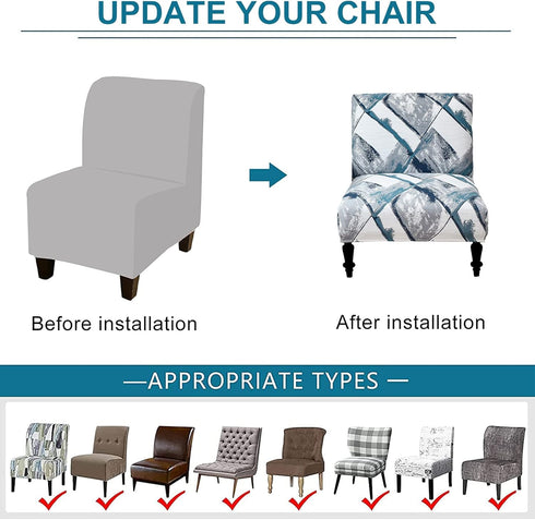 Armless HAOYONG Accent Chair Cover, Stretch Chair Slipcover Printed Slipper Chair Covers Furniture Protector Covers