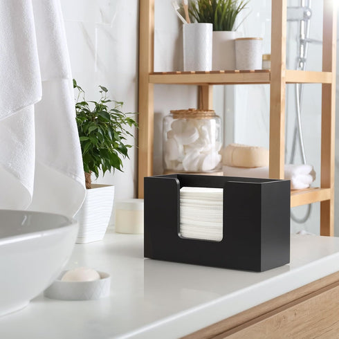 Countertop, Countertop Paper Towel Dispenser Wooden Bathroom Paper Towel Holder, Black Napkin Holder for Kitchen
