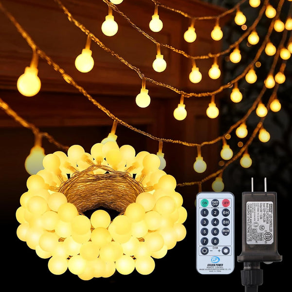 Dailyart Globe String Lights, 200Led 75FT Waterproof Fairy Lights Plug in 8