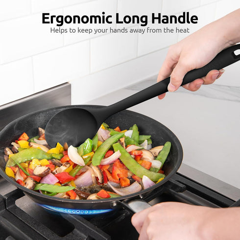 600 F Heat Resistant Silicone Spoon: U-Taste 13.3in Solid Kitchen Cooking Spoon for Mixing, Serving, Stirring