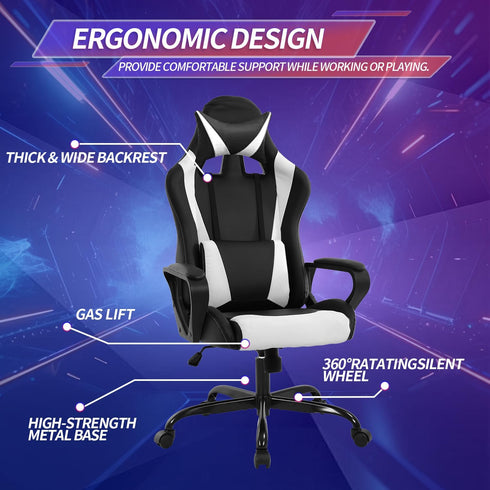 Gaming Chair Office Chair High-Back Ergonomic Video Game Chairs for Kids Teen Adult Height Adjustable Reclining