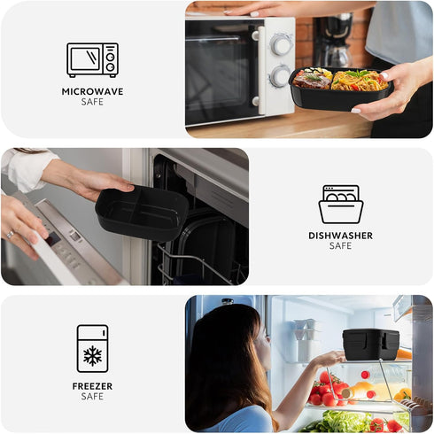 Bento Box Adult Lunch Box Containers with 8 Compartments, 51 OZ/1900ML, Microwave & Dishwasher Safe