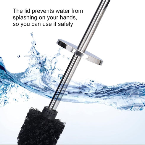 Toilet Brush,Toilet Bowl Cleaner, Toilet Brush and Holder, Toilet Brush with Holder Stainless Steel Long Handle Toilet Bowl Brush Soft Toilet Brush Toilet Cleaning Brush Set(Silver) by Pilipane