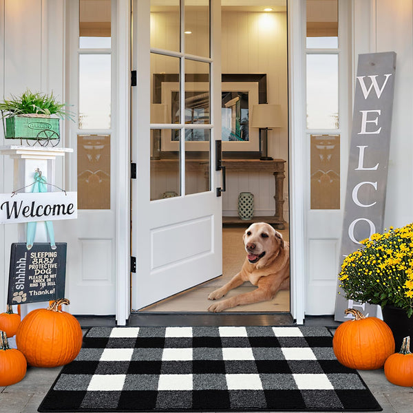 FONEYI Buffalo Plaid Outdoor Rug, 20"x32", Checkered, Non-Slip, Absorbent Entryway Doormat for Front Porch