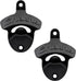 Wall Mounted Bottle Opener, Black Beer Cap Opener for Garage and Man Cave, Pack of 2