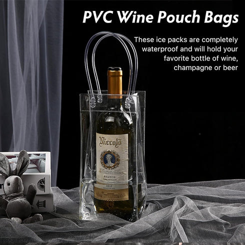 WAONIQ Ice Wine Bag, Portable Collapsible Clear Wine Pouch, 3 Pack for Wedding Party Travel