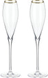 Viski Gold-Rimmed Crystal Champagne Flutes, Stemmed Wine Martini Glass Set, Housewarming Wedding Wine Gift - Set of 2,