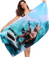 LIVILAN Funny Shark Bear Beach Towel, 30" x 60" Oversized Microfiber, Quick Dry for Bath and Pool