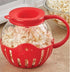 Microwave Popcorn Popper | Borosilicate Glass | 3 in 1 Lid | Silicone Exterior & Lid for Secure Grip | 1.50 Quart Red