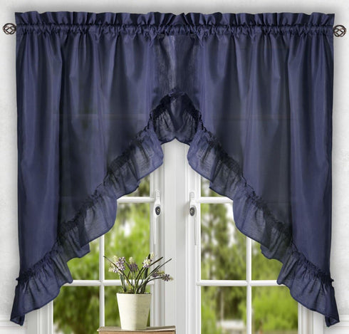 Ellis Curtain Stacey Sheer Balloon Valance, 60" x 15", Navy