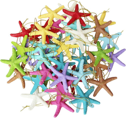 LJY 40 Pieces 2.3 Inches Resin Pencil Finger Starfish with Rope for Christmas Tree Ornaments