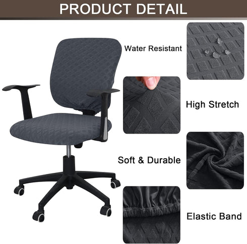 Office Chair Cover Universal Rotating Chair Slipcovers Stretch Removable Protector Computer Chair Seat Cover (Grey, Chair Seat Cover + Backrest Cover) by Celevingne