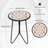 Table,12" LIFFY Outdoor Metal Side Small Outdoor Accent Table with Glass Top,Indoor Round Home Decorative End