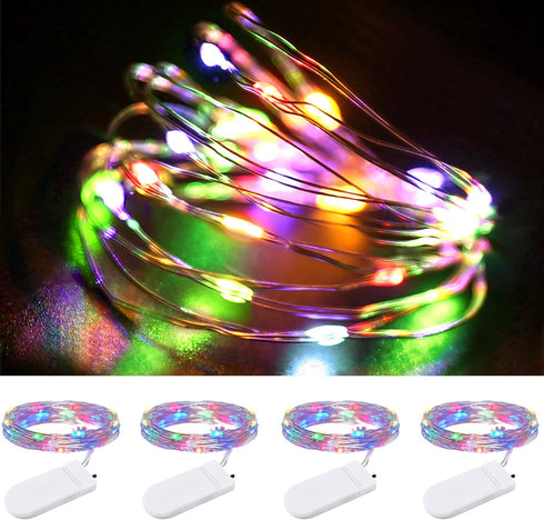 4Pack 3.3ft 10LEDs,Silver ZPH Bright Colored Fairy Lights,Battery Powered Waterproof String Lights Wire Mini Firefly