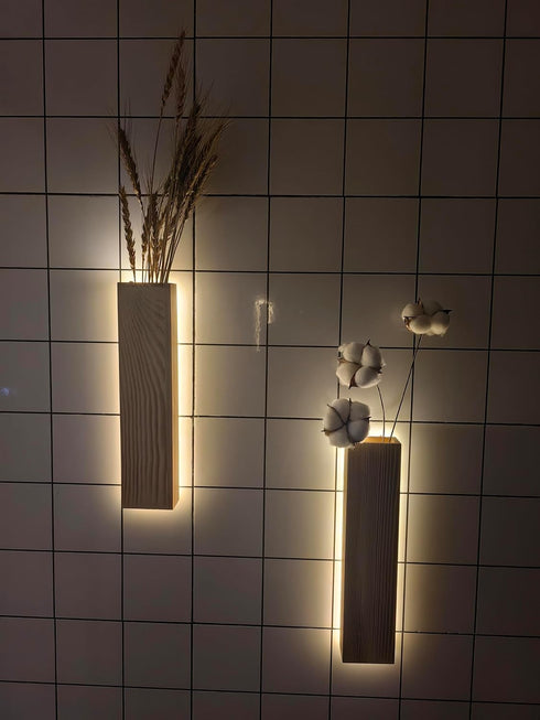 Comtelek Artificial Eucalyptus with LED Lights Wall Planters Rustic Wall Decor with Lights Wall Sconces Fake Vines