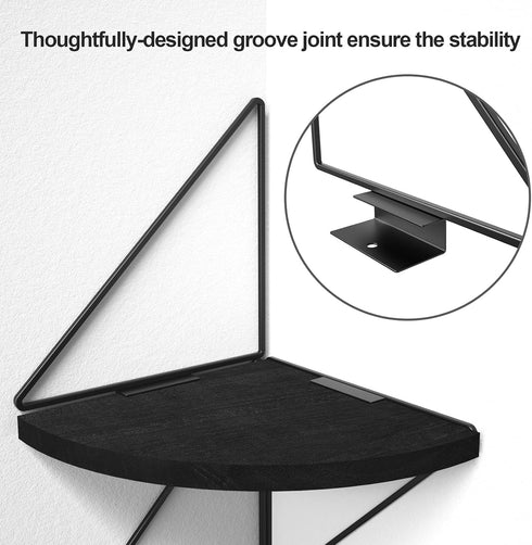 4-Tier SZQINJI Corner Shelf Wall Mount Rustic Wood Floating Shelves Wall Shelves for Bedroom Living Room Bathroom