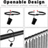 24 Pack 2 Inches Black Curtain Rings with Clips, Openable Drapery Metal Clip Hangers for Windows Rods