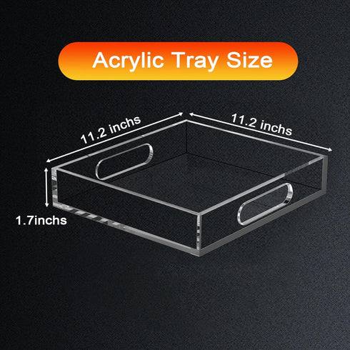 Countertop, Acrylic Organizers Tray, Acrylic Tray for Ottoman, Serving Tray with Handle, Lucite Tray Organizer