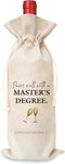 Pairs Well With A Master's Degree Wine Gift Bag, Cotton Linen Wine Bag with Drawstring for Graduation Gifts