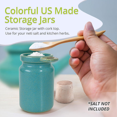 Baraka Ceramic Neti Salt and Herb Storage Containers Durable & Functional Ceramic Organizers for Neti Salt, Herbs