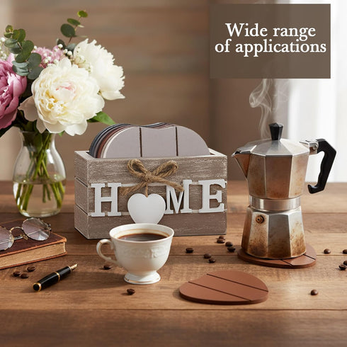 Set 6 Patelai of Wooden Heart Coasters House Warming Gifts New Home White Elephant Gifts for Adults Funny Farmhouse