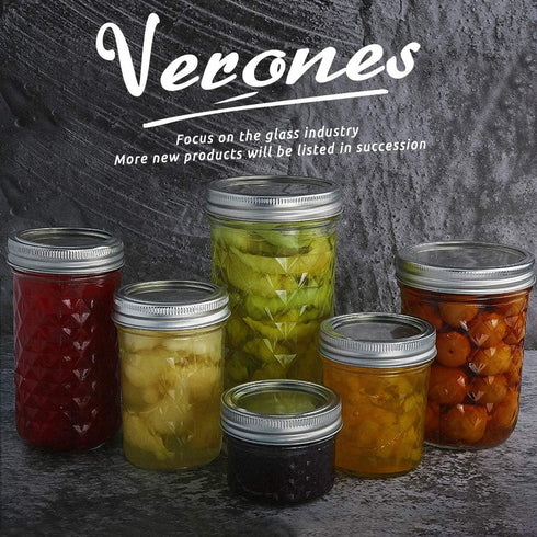 VERONES Wide Mouth Mason Jars, 22oz, 12 Pack with Lids and Bands, Ideal for Jam, Honey, Wedding Favors