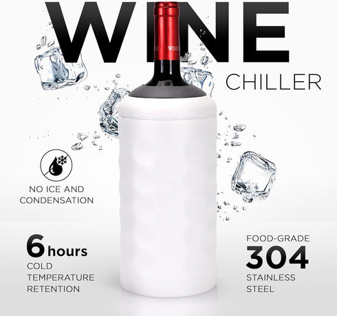 750ml 6+ Premium Wine Chiller - Stainless Steel Wine Bottle Cooler, Vacuum Insulated & Double-Walled - Keeps Wine Cold