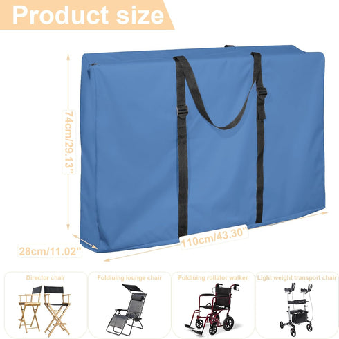 Uranshin 600D 43" 11" 29" 1 Pack) Large Outside Folding Chair Storage Bag with Zipper and Handles, Folding Chair Carry