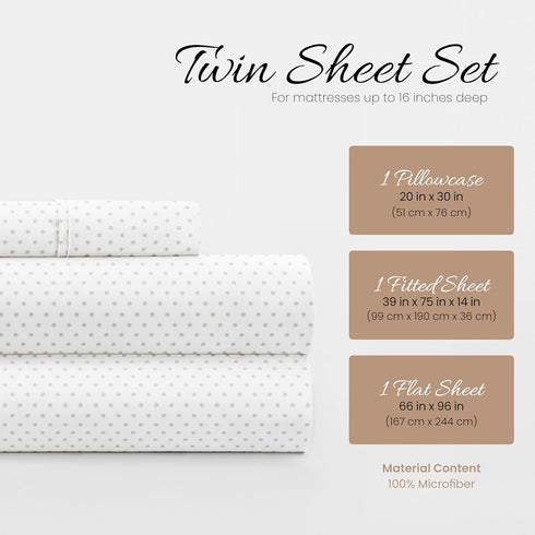 Linen Market 3 Piece Double-Brushed Patterned Microfiber Twin Sheet Set - Oeko-TEX Certified Ultra Soft & Wrinkle-Free