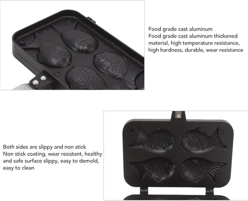 Taiyaki Pan, Fish Shape Waffle Maker, Non-Stick Double Pancake Maker for Home and Commercial Waffles Baking