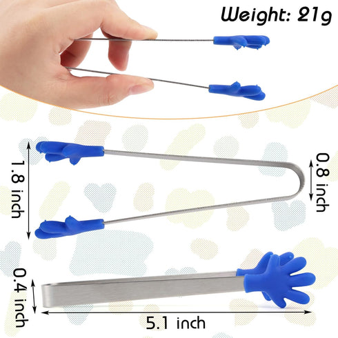 Shindel 8PCS Mini Stainless Steel Food Tongs with Silicone Tips for Cooking, Grilling, BBQ Buffet, 5 inch