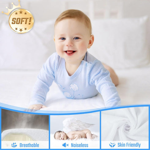 54" 75" FGZ Full Size Mattress Protector Waterproof White Noiseless Cotton Terry Washable Mattress Cover for Kids