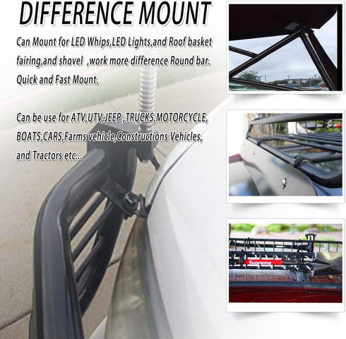 Tube Clamps 4pcs 1.5 inch Mounting Bracket, Roof Roll Bar Cage Holder Clamp 1 1/2" for Work LED Light Bar