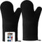 GORILLA GRIP BPA-Free Soft Silicone Oven Mitts, 14.5x8.3, Heat Resistant Cooking Gloves, Set of 2, Black
