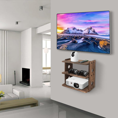 Wood Floating Shelves Wall Mount Projector Shelf Rack Router Shelf Holder TV Stand PlayStation Modem Cable Box Cover