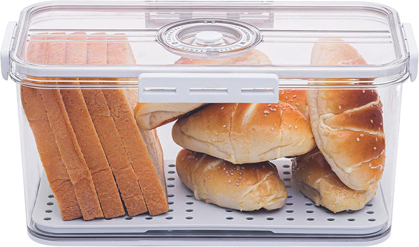 Airtight Bread Box for Homemade Bread, Kitchen Counter Storage Container with Lid, White