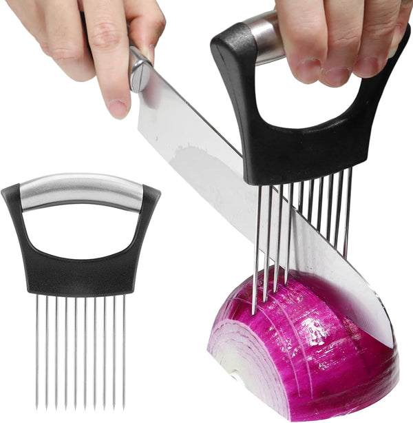 Onion Holder for Slicing, Lemon Slicer Cutter for Vegetables, Food Slicer Tool for Potatoes, Tomatoes, and Eggs